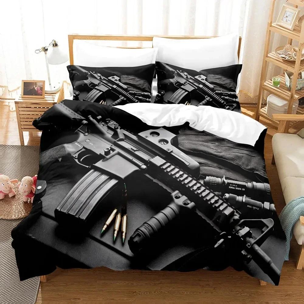 Gaming AK 47 Bedding Set Single Twin Full Queen King Size PUBG Bullet Bed Set Aldult Kid Bedroom Duvetcover Sets 3D Print 025