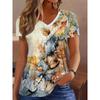Футболка женская летняя повседневная элегантная с v-образным вырезом и короткими рукавами с принтом кленового листа свободная повседневная женская футболка ко дню матери