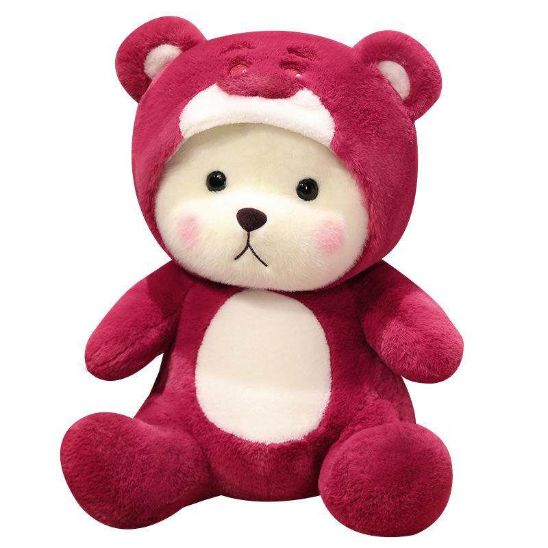 The New Bear Fighter Plush Toy Doll To Give Girls Children Cute Doll Cuddle Bear Strawberry Doll Throw Pillow Doll Gift