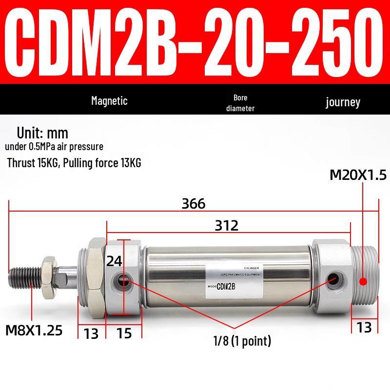 Миниатюрный пневматический цилиндр из нержавеющей стали CDM2B20/25/32/40*100X25-50-75-125-200