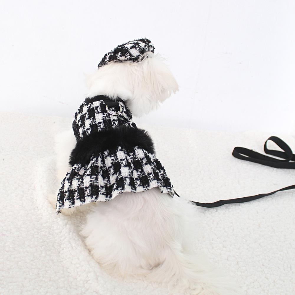 Pet Plaid Chest Strap Dog Plaid Cloak Coat Supplies Dog Tank Top Chest Strap Traction Strap Dog Harness Cat Collar Dog Leash