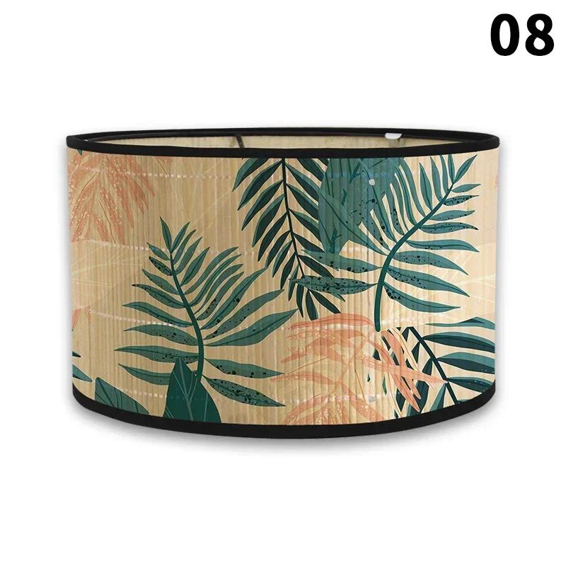 E27 Винтажные абажуры с цветочным принтом из бамбука ручной работы, чехол для лампы для бара, кафе, настенный светильник, люстра для домашнего декора