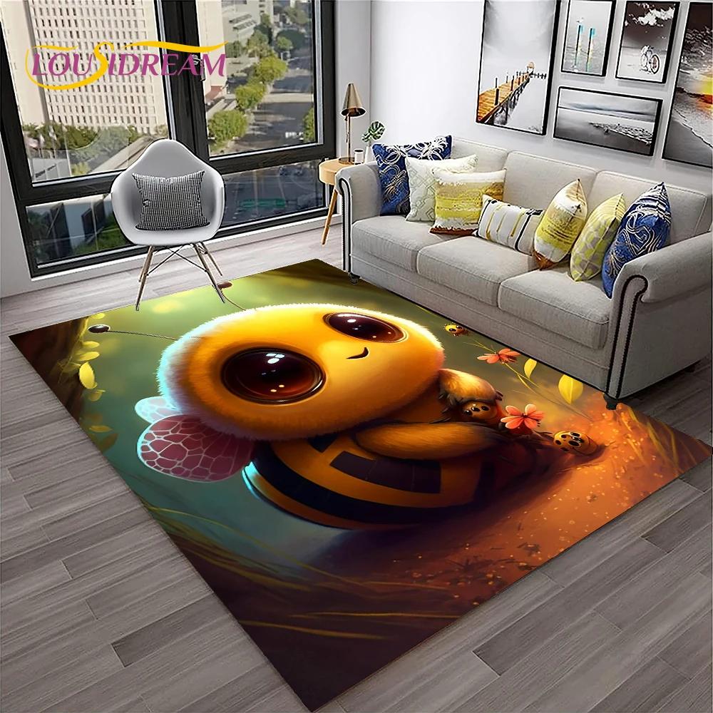 Insect Cartoon Bee Cute HoneyBee Carpet Rug for Home Living Room Bedroom Sofa Doormat Decor,kids Area Rug Non-slip Floor Mat