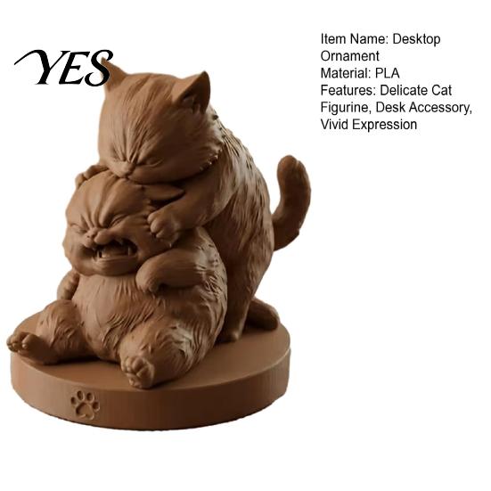 Funny Cat Decoration Frolicking Cats Figurine, 3D Printed Playful Statue, Cute Bay Window Figurine Collectible Kitty Sculpture Desktop Ornament