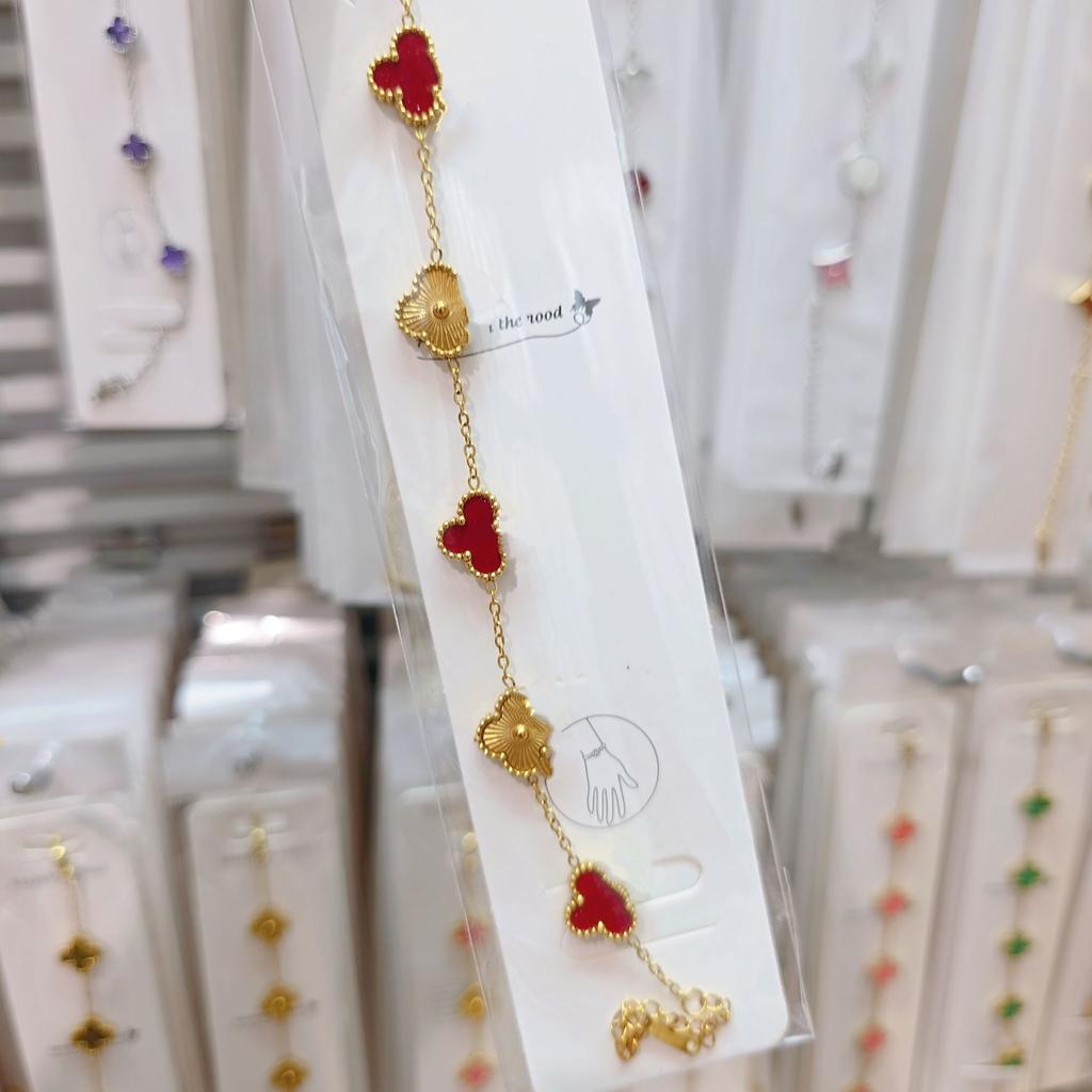 Двусторонний браслет «Пятицветник», «Четырехлистный клевер», титановая сталь, не выцветает, легкая роскошь, ювелирное изделие высокого класса