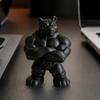 Статуэтка медведя с мышцами, напечатанная на 3D-принтере, матово-черный, спортивный орнамент для офиса