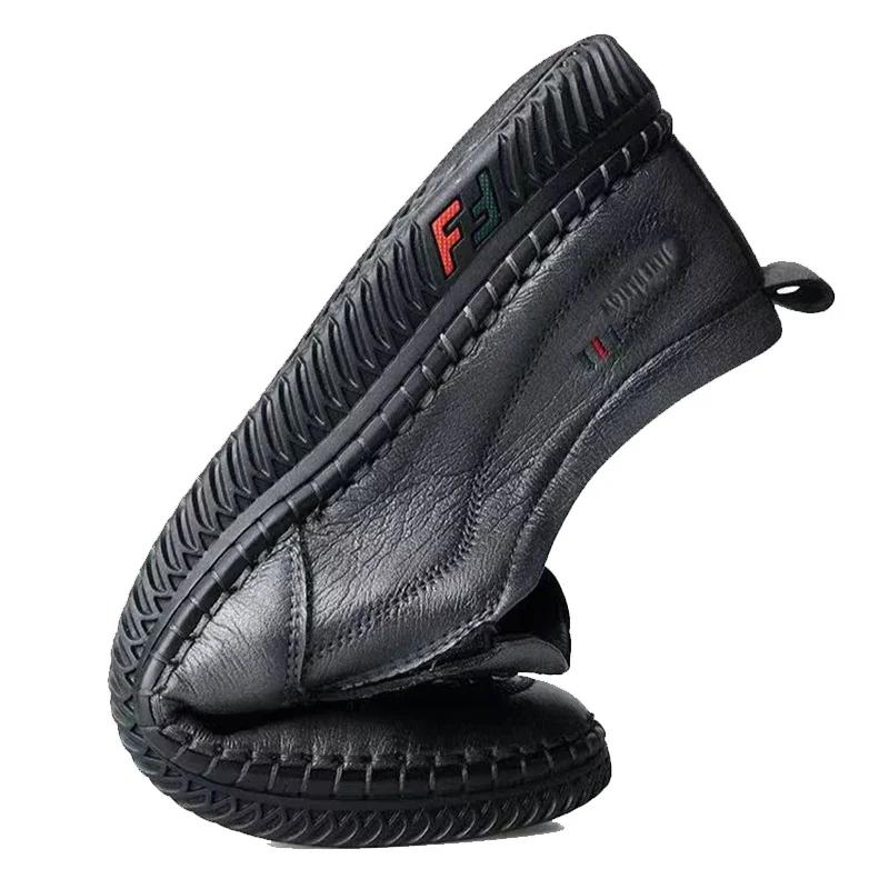 Деловые мужские кожаные туфли, летние лоферы без застежек, дышащие мужские повседневные кожаные мягкие туфли, черные туфли на плоской подошве для вождения PU677H