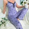 Summer female sexy sweet cute sexy imitation silk suspender trousers loungewear two-piece set loungewear
