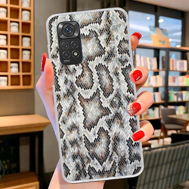 Pink Snake Skin Printing Drawing Cover Phone Case For Xiaomi Redmi Note 15 14 13 12 11 10 Pro Plus 14S 12S 11S 11T 11E 10S Soft