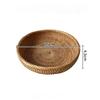 Handwoven Rattan Storage Tray with Wooden Handle Picnic Basket Bread Food Plate Snacks Fruit Cake Platter Dinner Serving Tray
