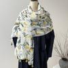 Lemon Pattern Women Viscose Scarf 88*180cm Cotton Linen Feeling Soft Shawl Tassel Hijab Wrap Pashmina Soft Summer Beach