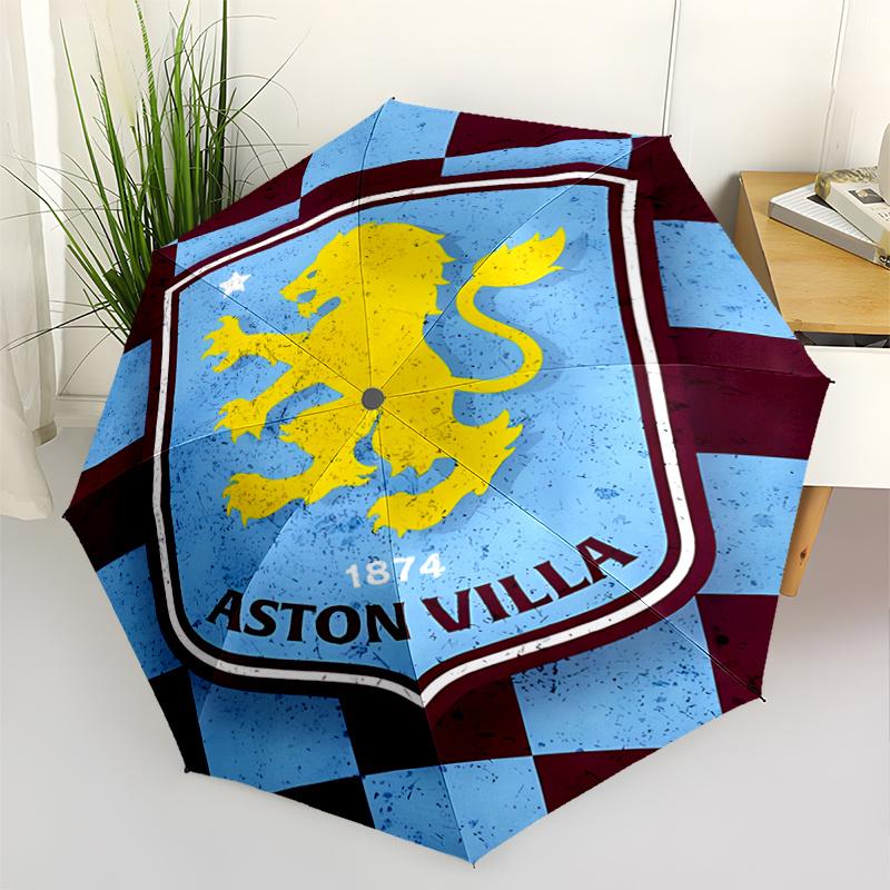 Aston Villa Lion Crest Automatic Design Umbrella 8Bone Structureautomatic Closing Buttondurable Portable And Foldable Great For Outdoors And Daily