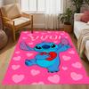 Pink Stitch Heart Background Disney Cartoon Theme Anti-Slip Rug - Polyester, Home Decor, Suitable for Bedrooms, Living Rooms, Doorways, and Studios
