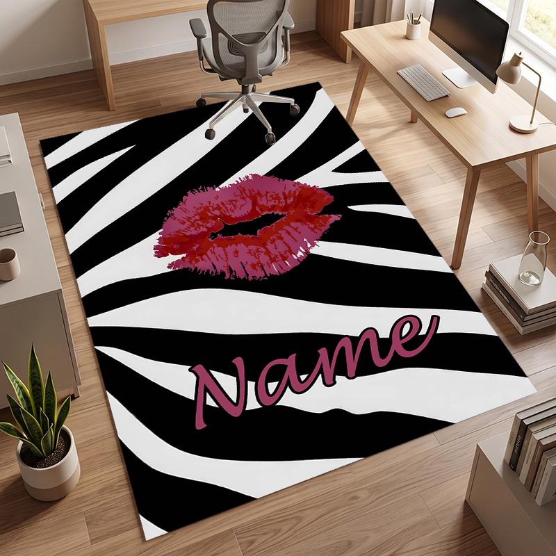 Sexy lip prints (1) Personalized name Office Carpet Stylish Decor for Living Room Bedroom Kitchen