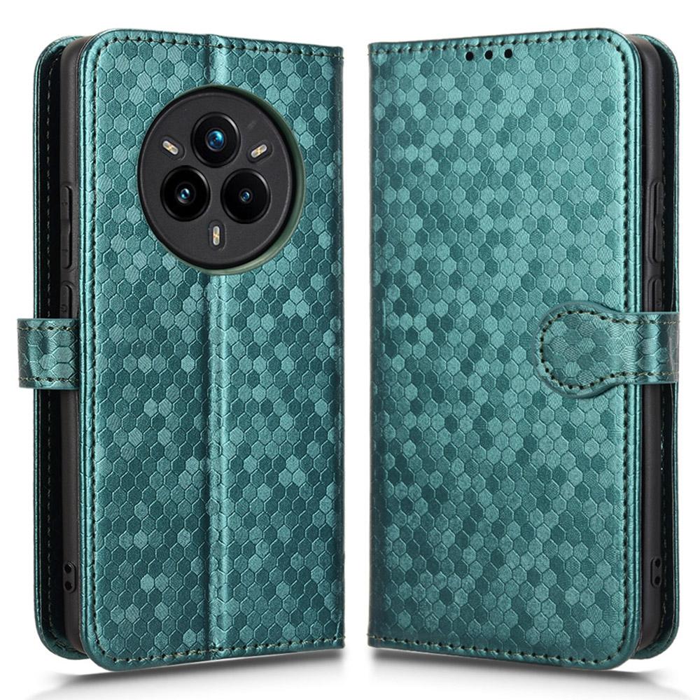 For Realme 14 Pro+ 5G Wallet Case Dot Pattern Imprint PU Leather Phone Cover