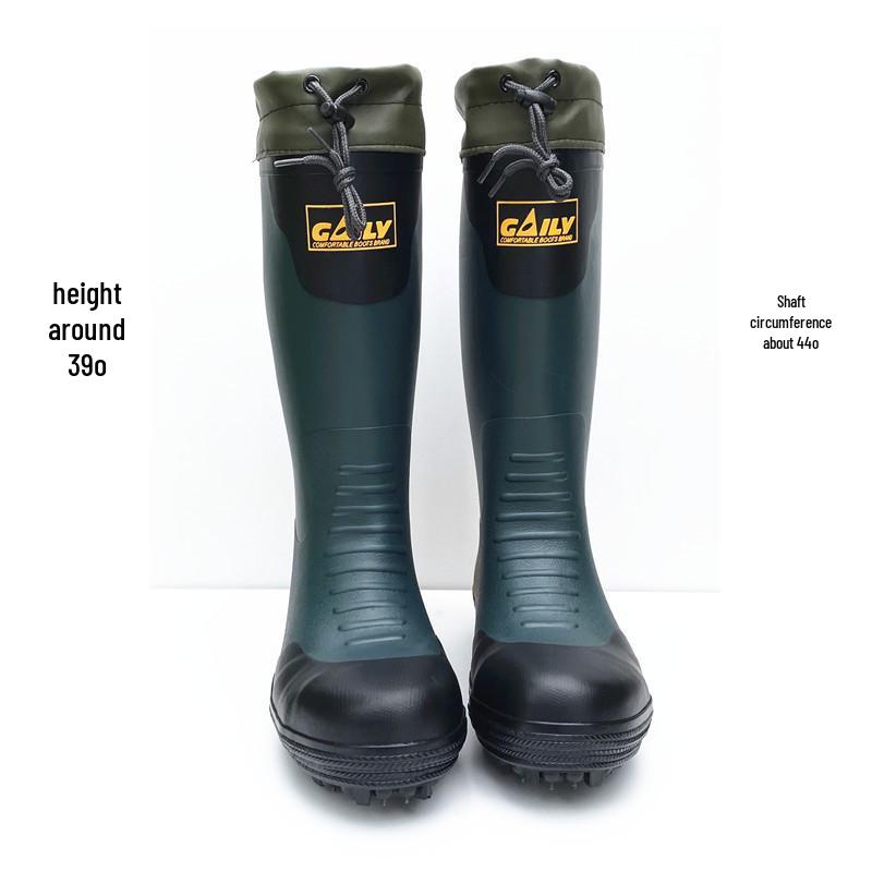 Мужские нескользящие высокие водонепроницаемые резиновые дождевые сапоги с металлическими гвоздями - Дышащая мода для рыбалки