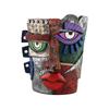Vibrant Abstract Face Pot Handcrafted Art Piece Drainage Hole Included Anti Fade Suitable For Indoor And Outdoor Spaces