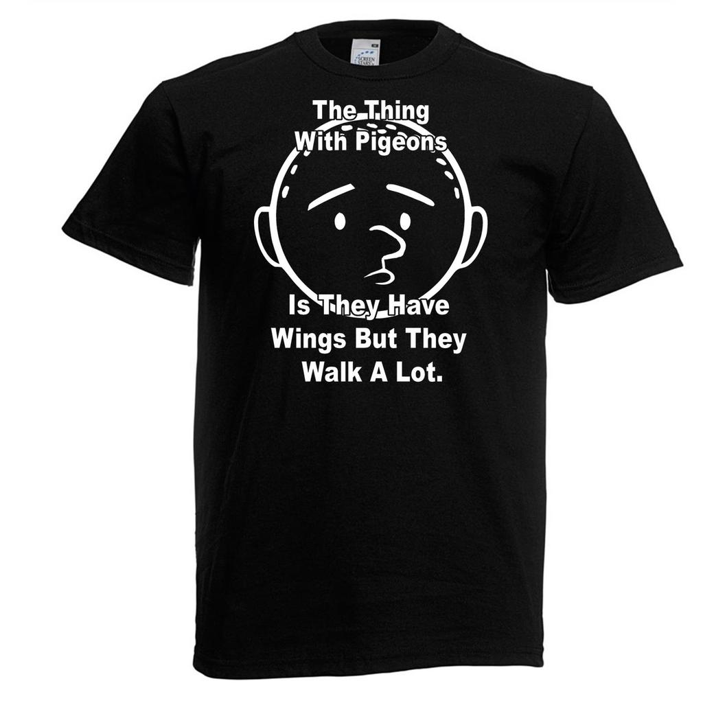 Взрослые The Thing With Pigeons Карл Пилкингтон ТВ-шоу Цитата Унисекс Черная Футболка