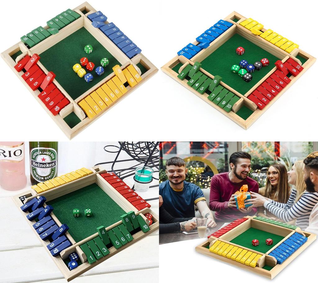 Portable And Versatile Family Game 4-sided Shut The Box Board Game