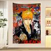 Anime Figure Bleach Tapestry Ichigo Kuchiki Rukia Pattern Art Printing Japanese Wall Tapestry Anime Wall Hanging Home Decor