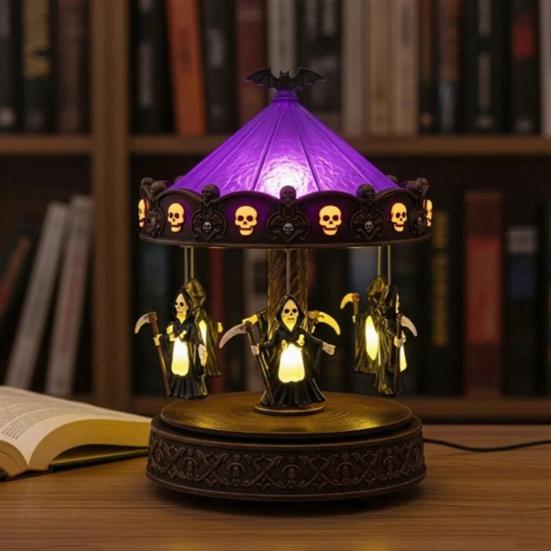 Призрачный Хэллоуинский Свет USB Призрачный Ночной Карусельный Свет Перезаряжаемый Жуткий Свет для Чтения