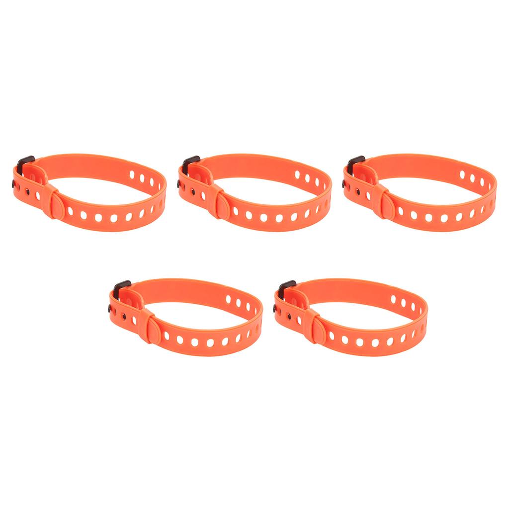 5Pcs Reusable Cable Tie Rubber Cable Strap Fastener Wire Organizer Iron Buckle Orange