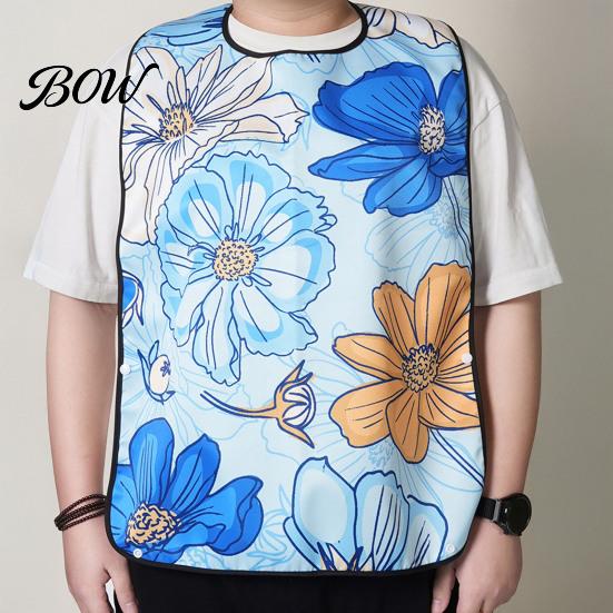 Full Coverage Meal Bib Adult Bib, Waterproof Easy Clean Feeding with Floral Printed, Elderly Clothing Protector, for Seniors Dining Aid Reusable