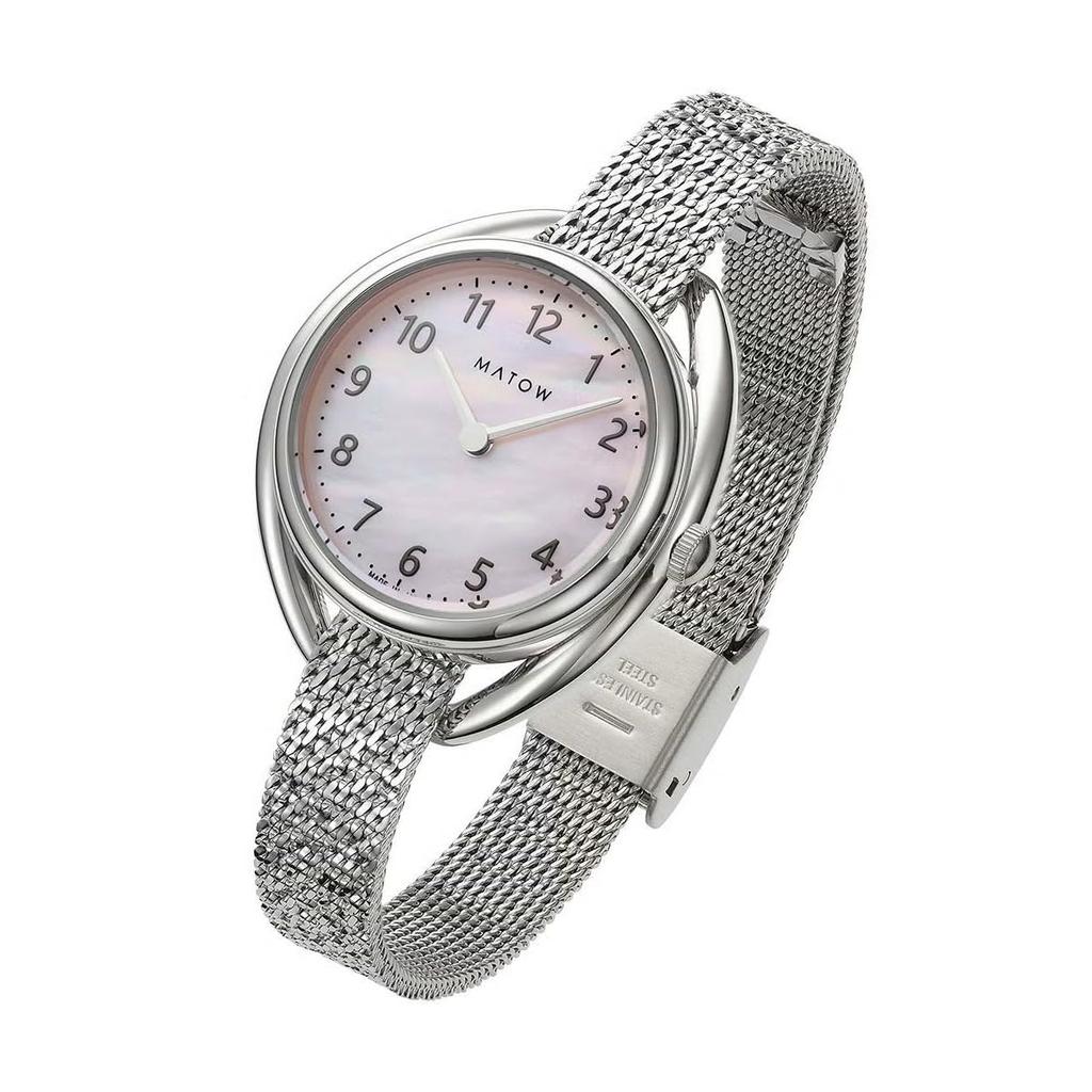 Авторизованный дилер Matow Watch MW001001GK2SS Белый циферблат с перламутром Shiki Серебряный цветок Круглый серебристый сетчатый ремешок [MATOW] Женские