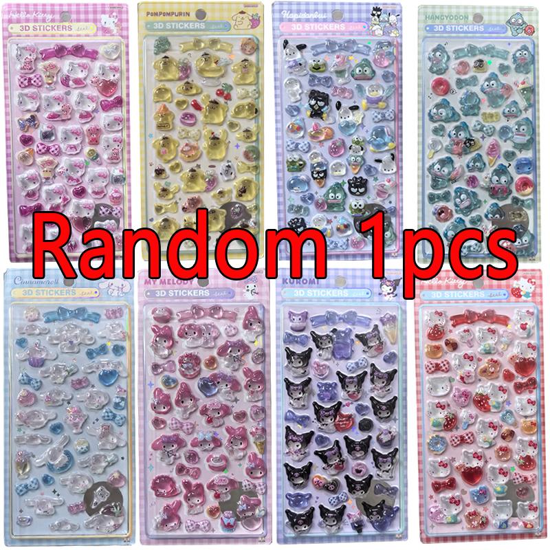 1/8 шт. 3D наклейки Sanrio Sanrio Kuromi Pochacco My Melody Cinnamoroll Hangyodon Чехол Сумка Украшение Подарки на День Рождения
