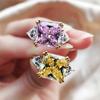 Благородное женское бриллиантовое кольцо S925 Silver High Carbon Diamond 5 Carat Square Poodle Yellow Powder Diamond Ring Impact Ring для женщин