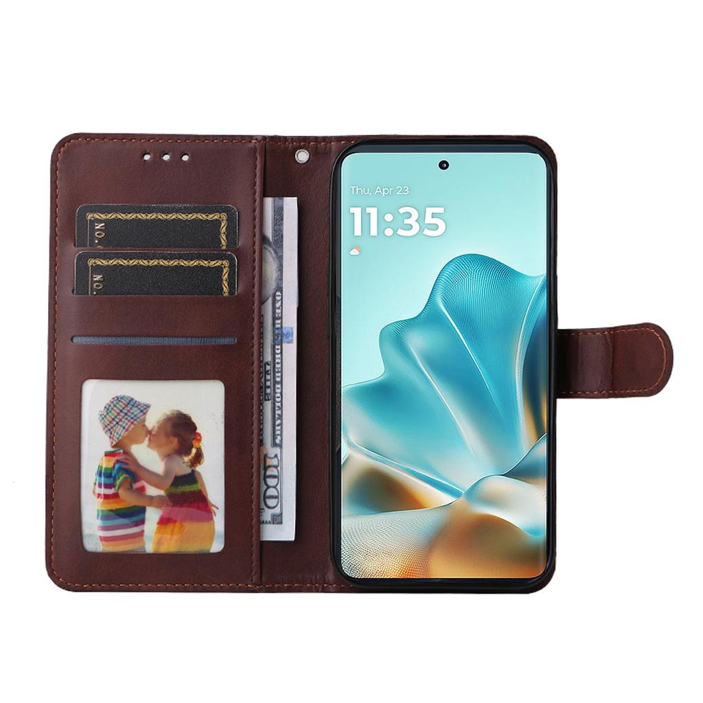 For Motorola Edge 60 5G/60 Fusion 5G PU Leather Wallet Case ENKAY HAT PRINCE Phone Stand Cover with Tempered Glass