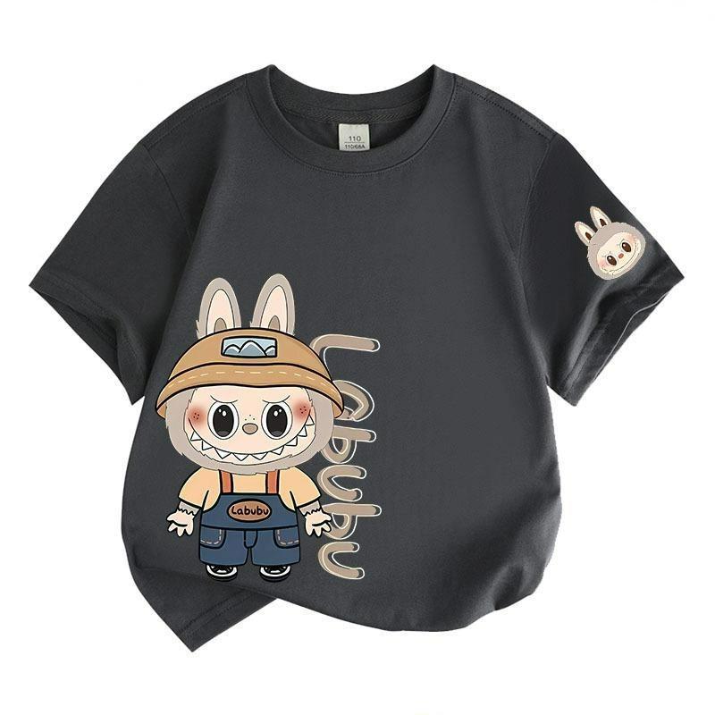 LABU Letter Elf Cartoon Graphic Printed T-shirt Kids and Women Tees Top Summer Casual Men's Unisex Short Sleeve Clothing