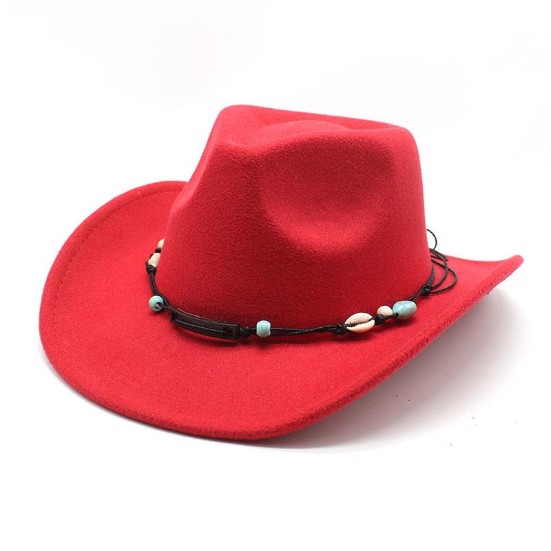 Western Cowboy Top Hat Rolled Brim Retro Riding Hat Men'S And Women'S Woolen Felt Hat Jazz Hat Sun Hat