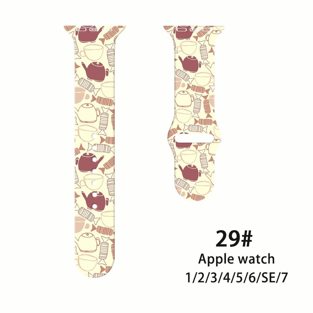 Ремешок Fresh Mori Printed Strap для Apple Watch S10 - мягкий силиконовый спортивный креативный сменный ремешок для iWatch 10/9/8/7/6/5/4/3/2/1/Se/Ultra/Ultra2 49 мм