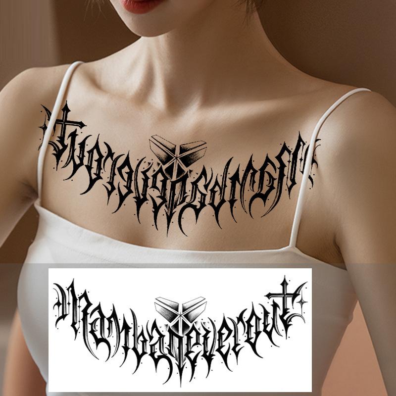 Тату-наклейка на грудь с трехсторонним Буддой и цветком дракона через плечо, новая полудоспешная буквенная тату-наклейка против пота