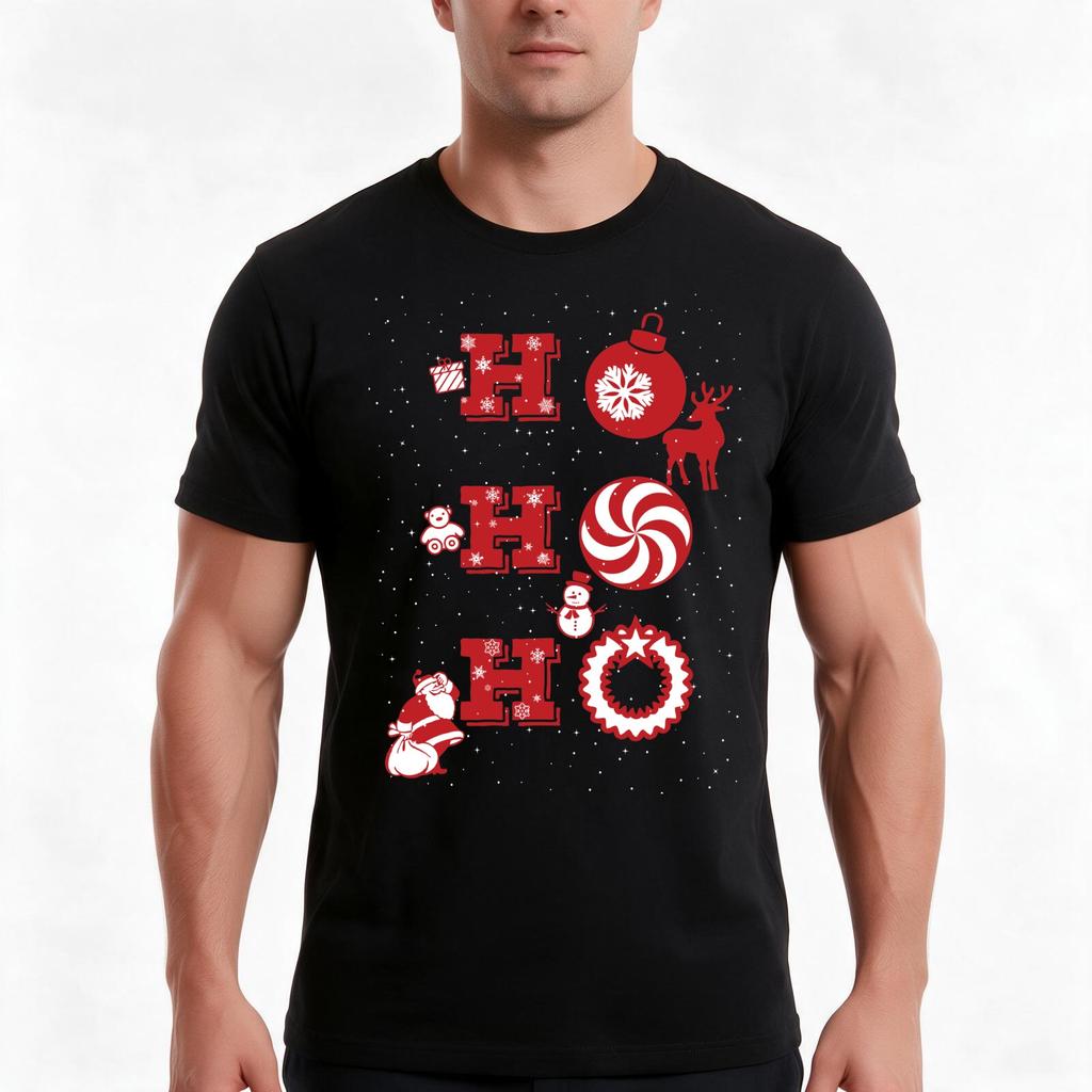 Ho Ho Ho Joyful Christmas Santa Laugh Tshirt Summer Casual Cotton Tee Oversized Streetwear Tops Vintage Graphic Print