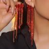Walking Show Performance Senior Sense Of Exaggerated Red Crystal Long Tassel Earrings Women's Earrings 1 Pair