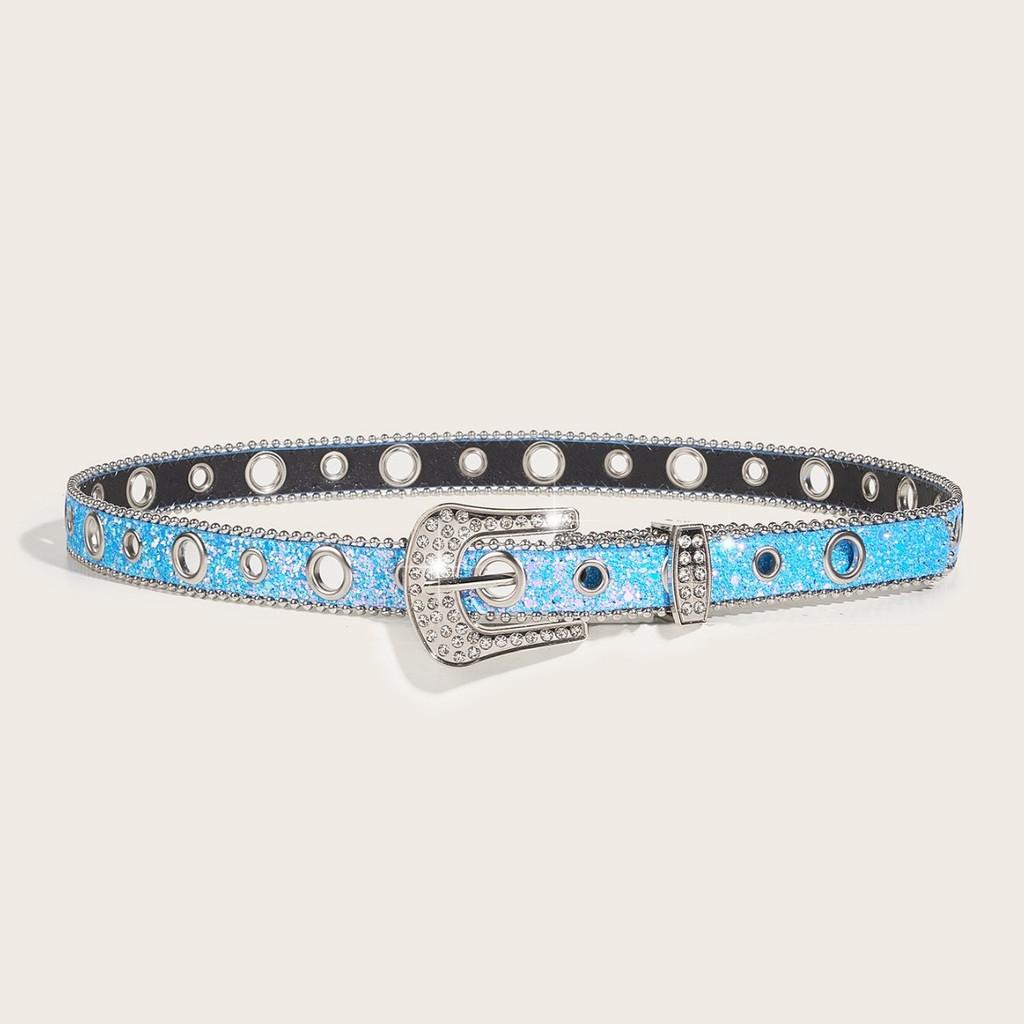 Belt Blue Rhinestone Decorated Sparkling Diamond Sequins Versatile Women For