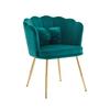 Modern Velvet Living Room Armchair, Upholstered Chair with Petal Backrest and Gold-Plated Metal Legs and Butterfly Cushion for Bedroom/Dining Room