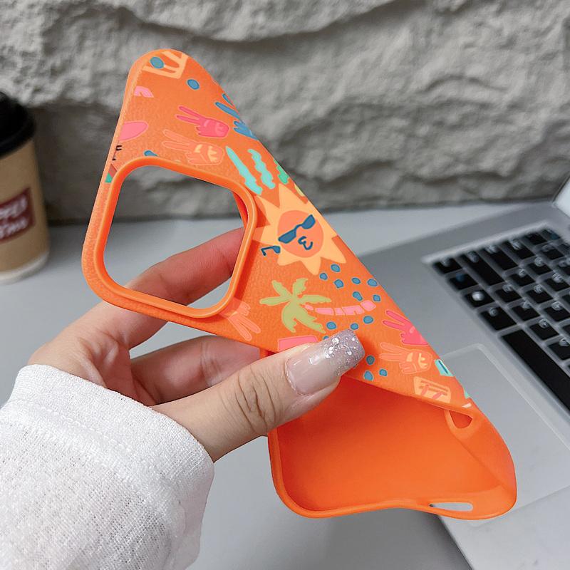 Для чехла iPhone 17 Pro Max Роскошный красочный мультяшный узор Кожаная текстура Силиконовая накладка Для iPhone 16 Pro Max 15 14 13 12 11 16E Air