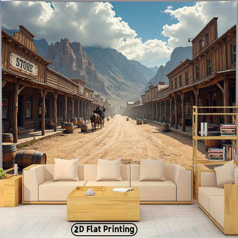2D flat design, 1-piece western-themed party background banner, suitable for weddings, birthdays, and rural events