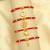 Модный браслет на удачу в год змеи из красной веревки, плетеный браслет в китайском стиле со знаком зодиака змея, мультяшный милый браслет со змеей, новогодний подарок