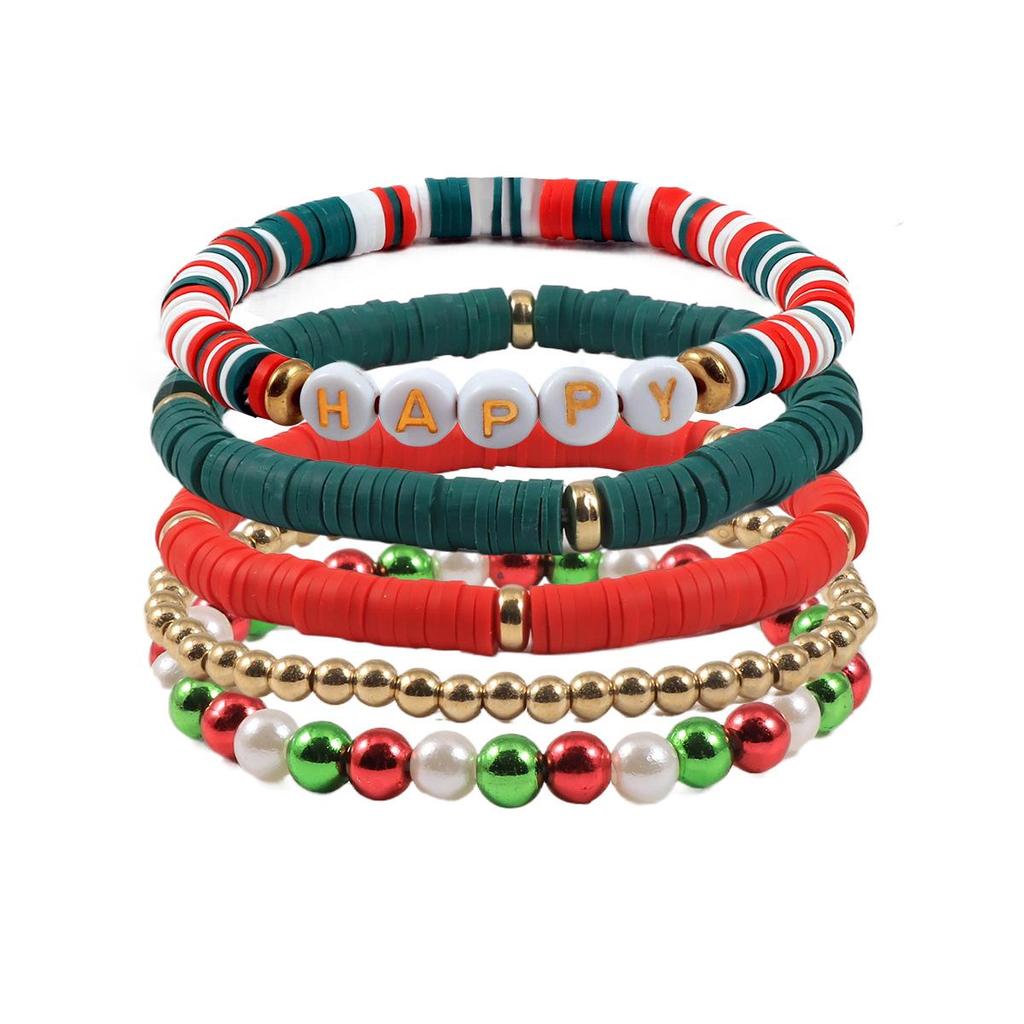 Versatile Colorful Polymer Clay & Acrylic Beaded Christmas Bracelet