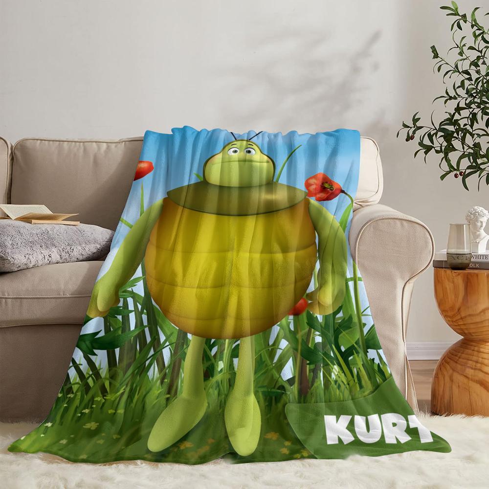 GUOYU Blanket MMaya The Bee With Flowers Throw Soft Flannel Throw Summer Blanket Lightweight Cozy Nap Blanket for Sofa Bed Travel