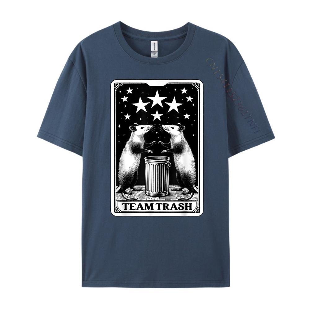 Tarot Card Team Trash Crescent Moon Opossum Raccoon White T Shirt Unisex Breathable Harajuku