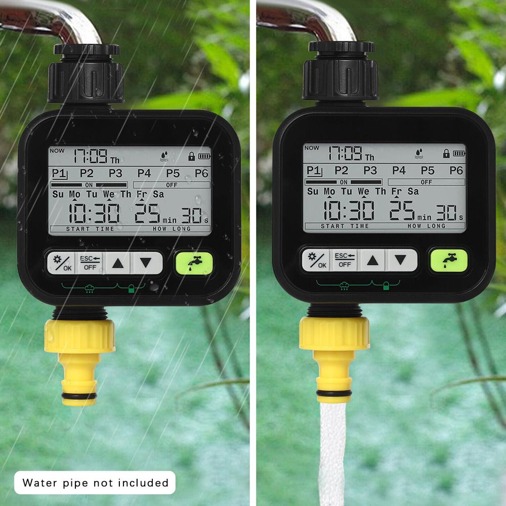 Digital Automatic Water Timer with Rain Sensor 3 Programs IPX5 Waterproof Irrigation Controller for Garden Lawn Patio3