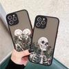 Fashin Skeleton Skull Butterfly Flowers Pattern Phone Case For iPhone 16 15 XR X XS 14 11 12 13 Pro MAX 7 8 Plus SE2 Back Covers
