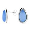 [Q9295] - Silver Earrings 'Meghan' Blue Agate Silver (rhodium-plated) - 15x10 Mm