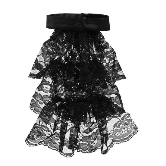 Ruffle Collar And Cuffs Clown Ruffle Collar White Black Lace Jabot Retro Victorian Collar for Cosplay Halloween Costume Party Accessory