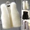 Women Winter Faux Fur Vest Cozy Fluffy Soft Thick Solid Color Sleeveless Open Stitch Front Cardigan Slim Fit Cold Resistant Plus Size Lady Waistcoat